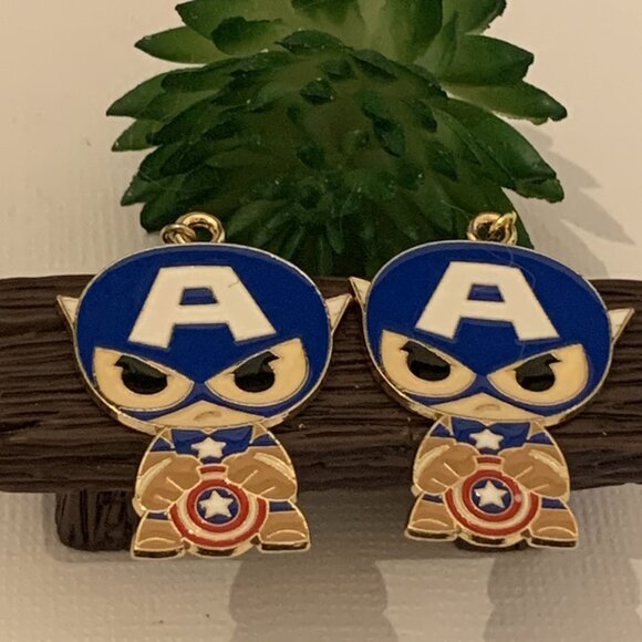 Superhero Earrings, Hero Earring, Captain America Earring, Gift Idea, Heroes - Picture 2 of 8